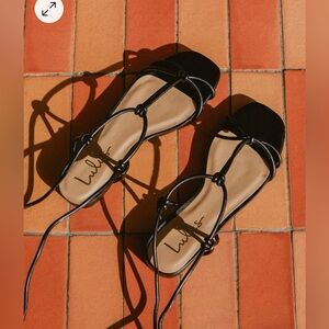 NEW LULUS Storyy Black Strappy Lace-Up Sandals